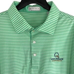 Peter Millar Men's XL Green Striped Polo Quail Hollow Championship Golf Shirt